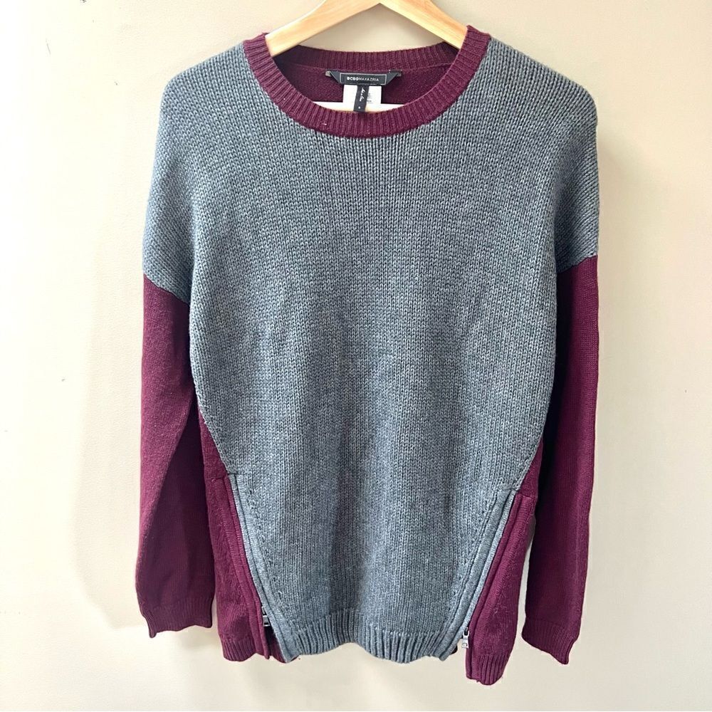 BCBG Marino wool blend zip sides sweater. Sz S